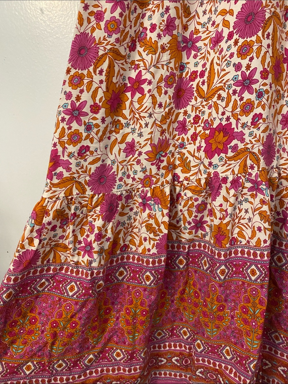 NATURAL LIFE Pink & Orange Floral Paisley Print Button-Front Midi Dress - Picture 3 of 7